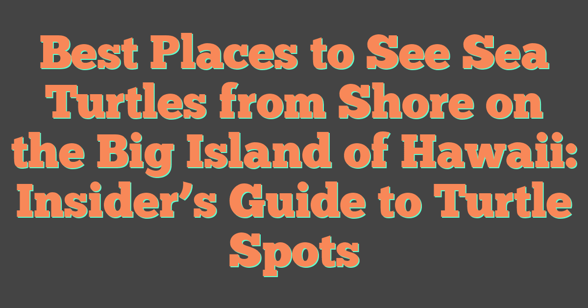 Best Places to See Sea Turtles from Shore on the Big Island of Hawaii: Insider’s Guide to Turtle Spots