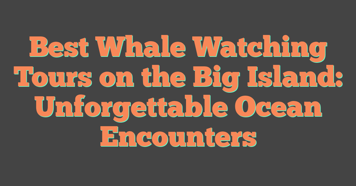 Best Whale Watching Tours on the Big Island: Unforgettable Ocean Encounters