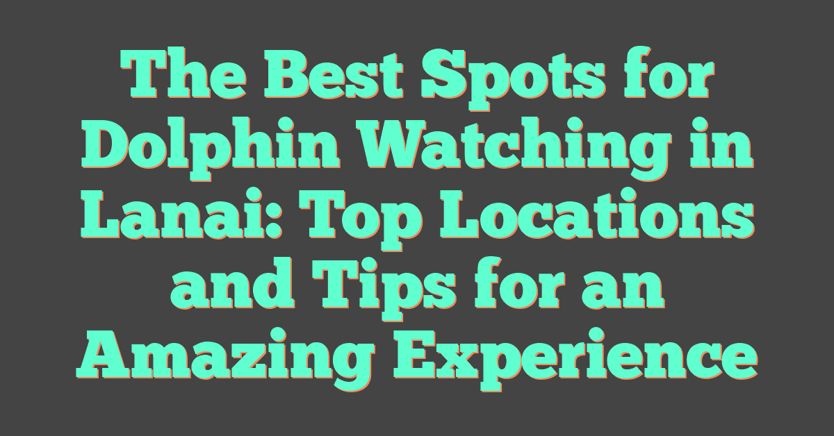 The Best Spots for Dolphin Watching in Lanai: Top Locations and Tips for an Amazing Experience
