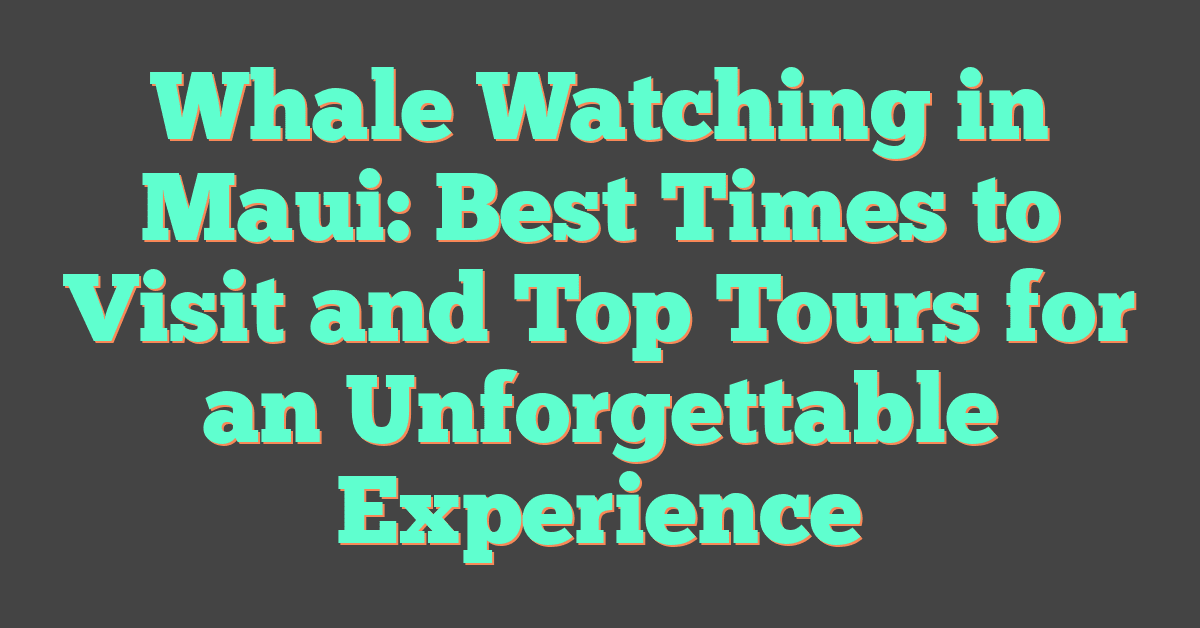 Whale Watching in Maui: Best Times to Visit and Top Tours for an Unforgettable Experience